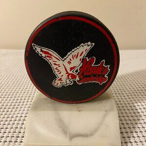 CAMBRIDGE WINTER HAWKS RARE VERSION VINTAGE OFFICIAL HOCKEY PUCK MADE IN 🇨🇿